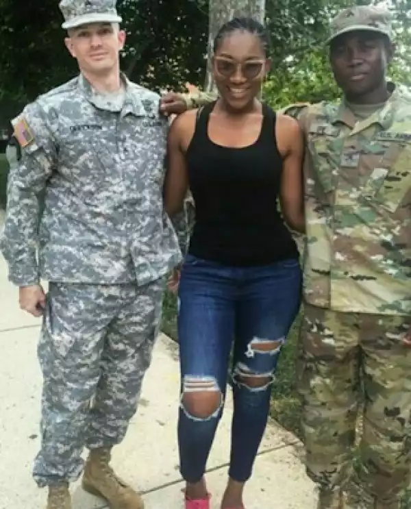 Photos: Nollywood Actress, Ebube Nwagbo Strikes Pose With US Soldiers